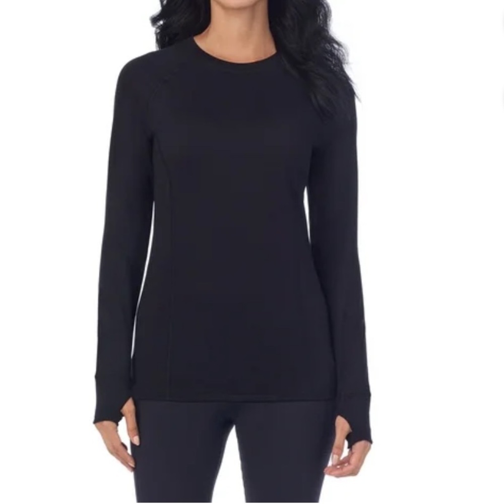 ClimateRight by Cuddl Duds Top Medium Classic Black Long Sleeve Plush Warmth